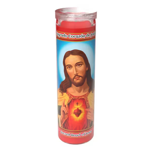 Brilux Sagrado Corazon (ROJO) Jesus Candle 8"