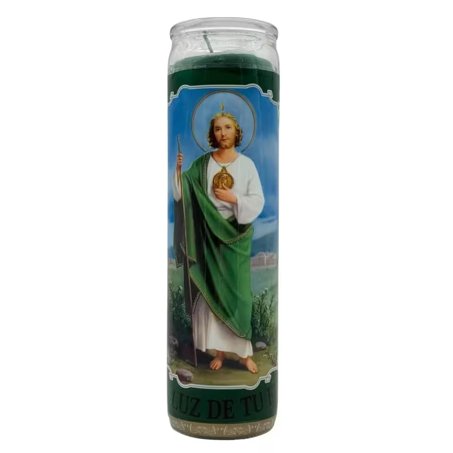 Brilux San Juda Tadeo Candle Green 8"