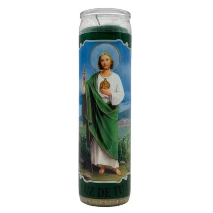 Brilux San Juda Tadeo Candle Green 8"