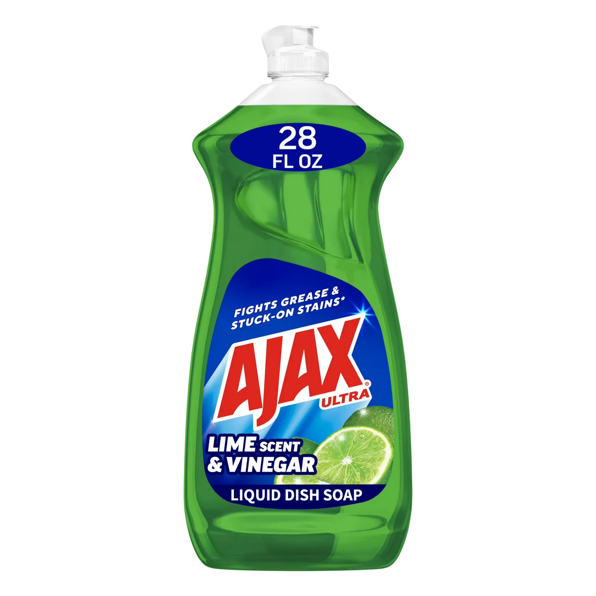 Ajax Ultra Liquid Dish Soap Vinegar and Lime Scent, Sparkling Clean Dishes, 28 oz Bottle