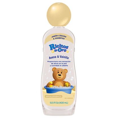Ricitos de Oro Oatmeal & Vanilla Baby Body Wash & Shampoo for Sensitive Skin, 13.5 fl oz